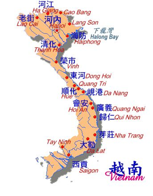 越南主要地區簡圖