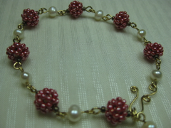 小紅苺珍珠手鍊/18cm