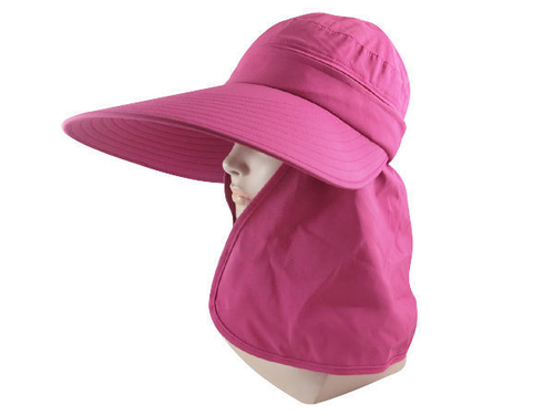 全面防護系列之(抗UV)防曬掀蓋式/大帽沿(16cm)遮陽帽 / 休閒帽/工作帽-桃紅
