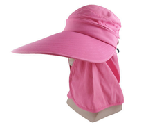 全面防護系列之(抗UV)防曬掀蓋式/大帽沿(16cm)遮陽帽 / 休閒帽/工作帽-桃紅