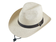 夏季限定/ 男帽女帽 -流行(咖啡皮鈕扣)藤編寬邊(8cm)牛仔帽-2色