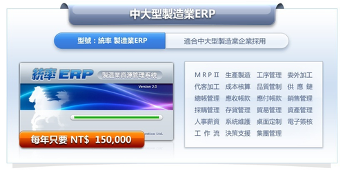 統率 製造業 ERP_全套只要$150000