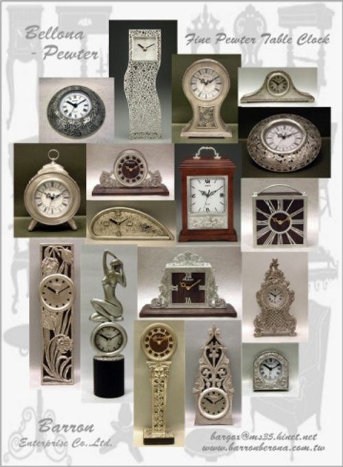 古典優雅的藝術座鐘--細緻獨特 Pewter Table Clock