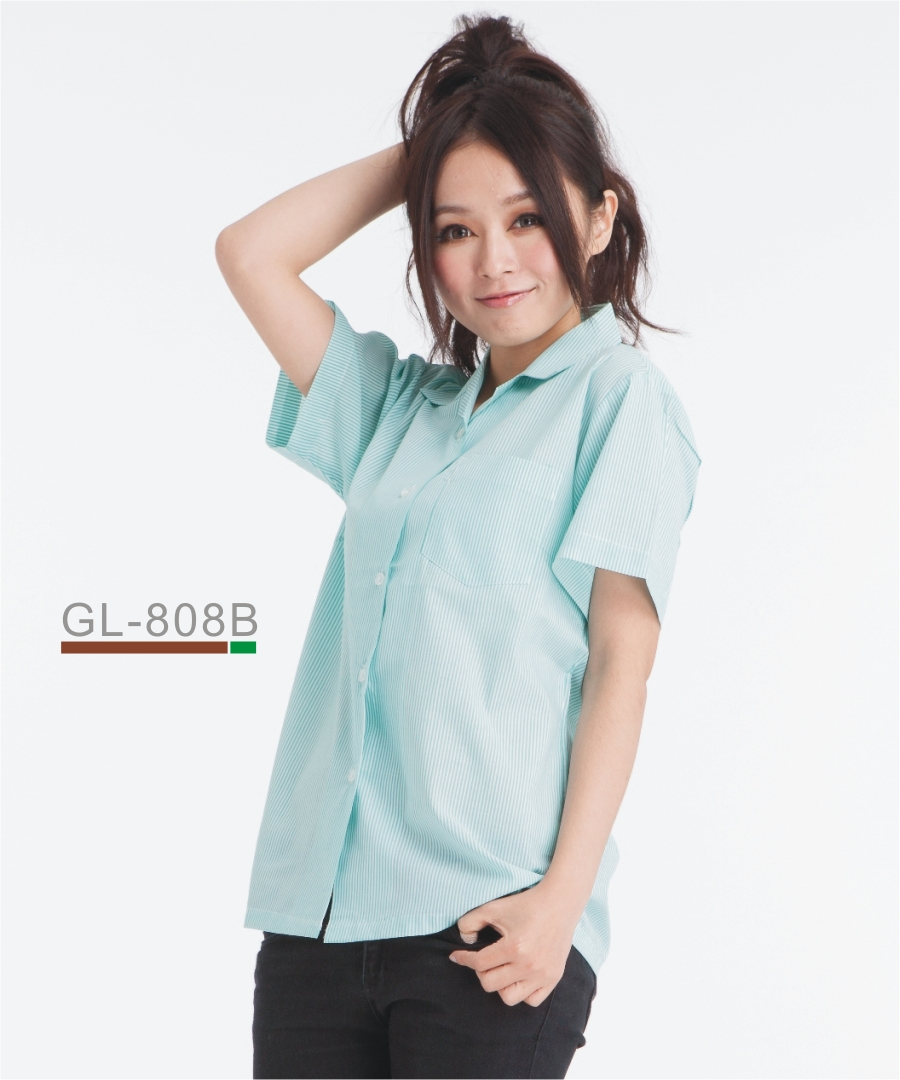條紋襯衫短袖(808)