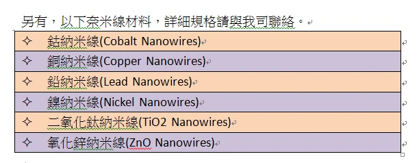 其他奈米線材料