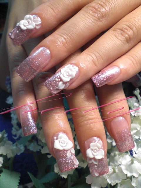 甲片彩繪-冠伶-玫瑰粉雕