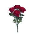 5頭絨布大玫瑰花束-紅