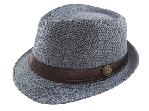 秋冬限定/ 男帽女帽 -流行(咖啡皇冠鈕扣)緞帶設計麻料爵士帽-紳士帽