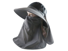 ☆二鹿帽飾☆抗UV- 收納型超透氣全面防護系列之大面積抗防曬雙層口罩遮陽帽 /工作帽-3色