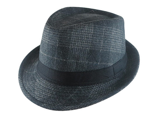流行質感(大方格)緞帶設計羊毛爵士帽-紳士帽