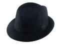 流行質感(素黑色)緞帶設計羊毛爵士帽-紳士帽