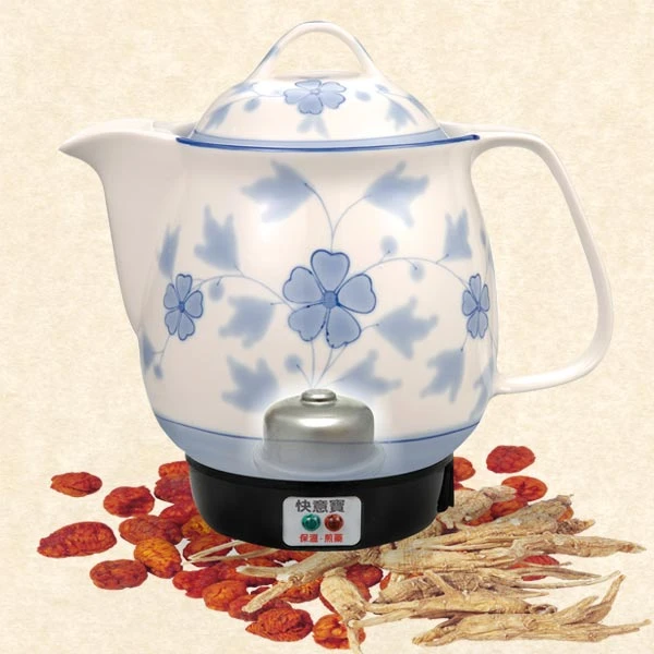 啞巴媳婦陶瓷煎藥壺-幸福花象牙磁材質具高透光度