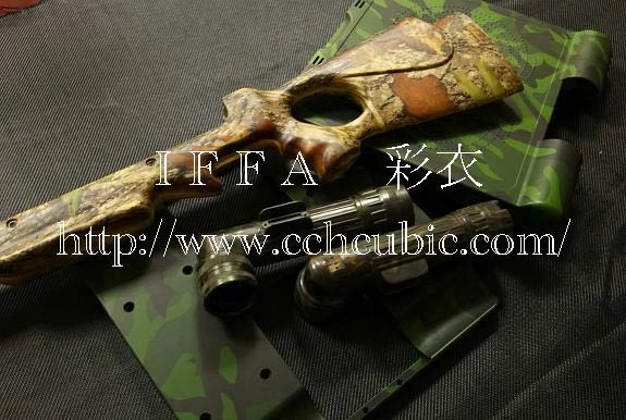 水轉印後成品 (迷彩紋路) Water transfer printing for hunting