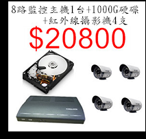 8路+1000G硬碟+4支攝影機$20800