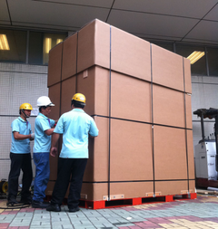 大型紙箱、七層瓦楞紙箱、重包裝紙箱、3500kg紙箱、替代木箱、紙棧板、角紙、EPE緩衝材