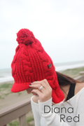 秋冬新款針織毛線護耳帽(紅)