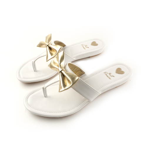 涼夏日記蝴蝶結人字夾腳拖~白