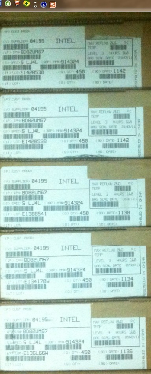 BD82UM67/SLJ4L/INTEL/11+/原盒原包原厂货/每包450片/现货有17个包/RMB:152
