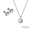 珍心真意-白珍珠 純鈦項鍊耳環套組
