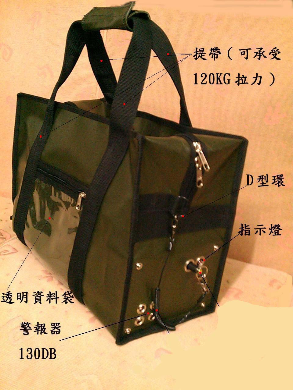 運鈔袋-各部位圖示。(諮詢電話:0939-172888)